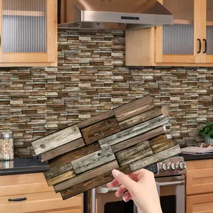 Wood Grain Pattern Self-adhesive Wall Sticker, Waterproof & Oil-proof Wall Decal, Peel and Stick Wallpaper Designs, Decorative Wall Paper for Kitchen, Bathroom, Living Room, Dining Room
