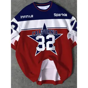 California 32 basketball jersey men's sports short sleeved T-shirt, casual color blocked round neck shirt, fashionable design, sports training uniform, sports top, fashionable jerseyRAIMENTRY