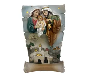 RC Home Decor 8" Holy Family in Scroll  Elegant Nativity Scene