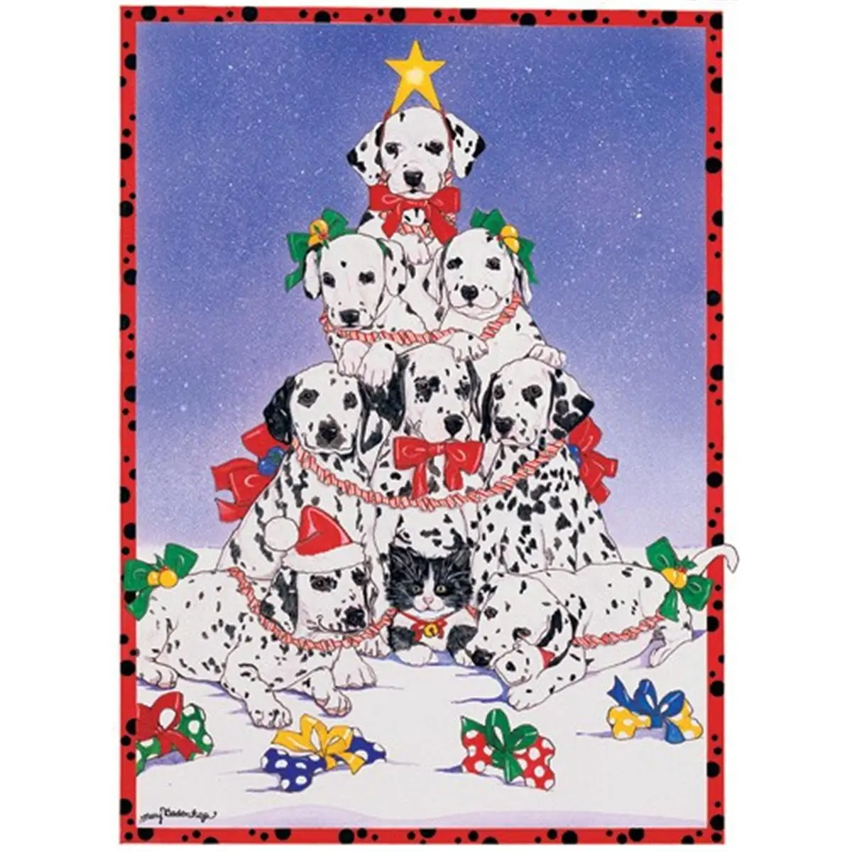 Pipsqueak Productions 12 Dalmatians Holiday Greeting Cards Set - Office Stationery with Design, Verse, and Envelopes, 12 Cards