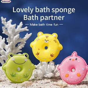 Kids Bath Toy Cotton Flower Bath Ball, Toddler Shower Sponge for Kids, Soft Cartoon Bath Pouf for Newborns & Sensitive Skin, Gentle Exfoliating Baby Bath Accessory for Bath Time & Daily Shower Routine