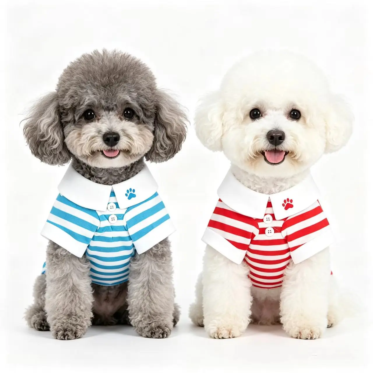 2-Pc Striped Polo Shirts for Dogs and Cats, Soft and Breathable Pet Clothing, Comfortable and Adorable Pet Apparel, Puppy Clothes, Poodle, Cute