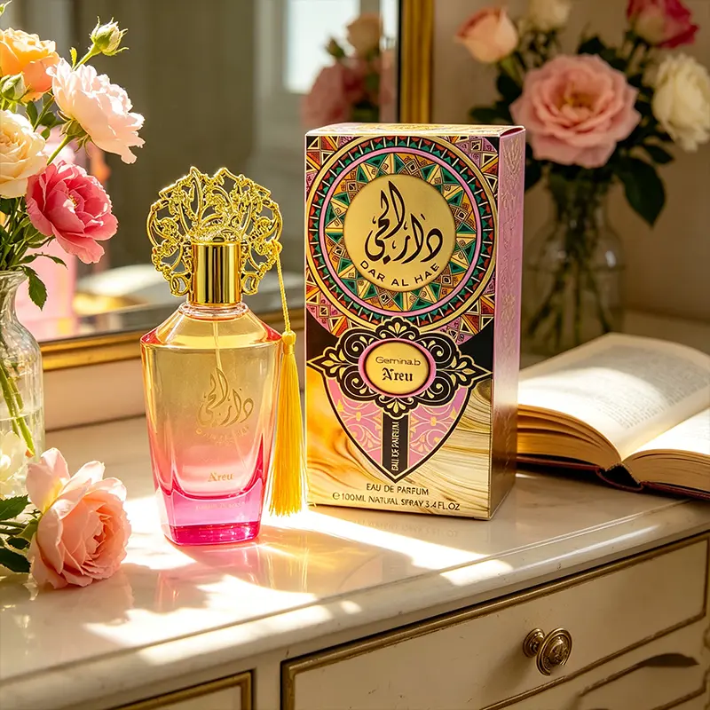 Women's Middle Eastern Arabic "Lady from Afar" Fragrance, 3.38 oz Fresh Floral-Fruity Scent, Long-Lasting Unisex Cologne, Unique Bottle Design, Ideal for Dates-Work & Holiday Gift