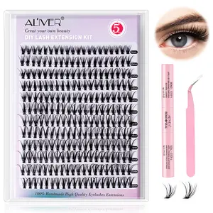 Aliver Lash Extension Kit DIY 280pcs Lash Clusters Aliver Eyelash Extension Kit,  30D 40D Individual Lashes Kit with 2 in 1 Lash Bond and Seal, Lash Tweezers for Self Use Makeup Salon Cosmetic