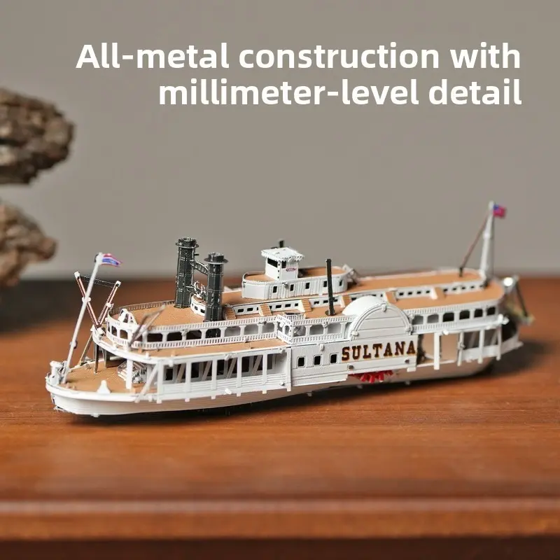 Sultana Steamboat 3D Metal Assembly Model, Handmade DIY Building Model Ocean Vessel Ornament, Precision Puzzle Toy, Diy Collectible Model