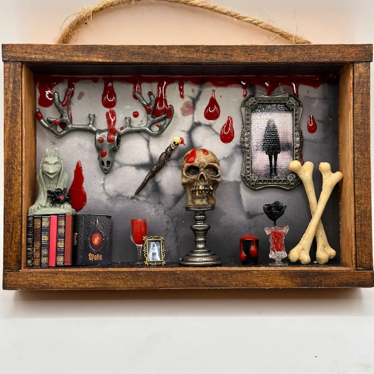 Haunted Halloween miniature diorama 1:12 scale creepy witch gothic dollhouse horror room box miniature Halloween decorations