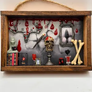 Haunted Halloween miniature diorama 1:12 scale creepy witch gothic dollhouse horror room box miniature Halloween decorations