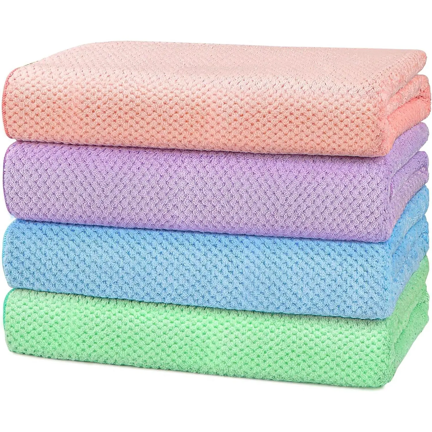 Bath Towel Set Pack of 4, 30 x 60 Inches Large Microfiber Bath Towels, Soft, Absorbent, and Quick Dry Towels for Bathroom, Pool, Beach, Swim, and Yoga, Large Bathroom Towels for Daily Use