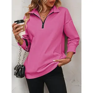 Zip-Up Dropped Shoulder Sweatshirt