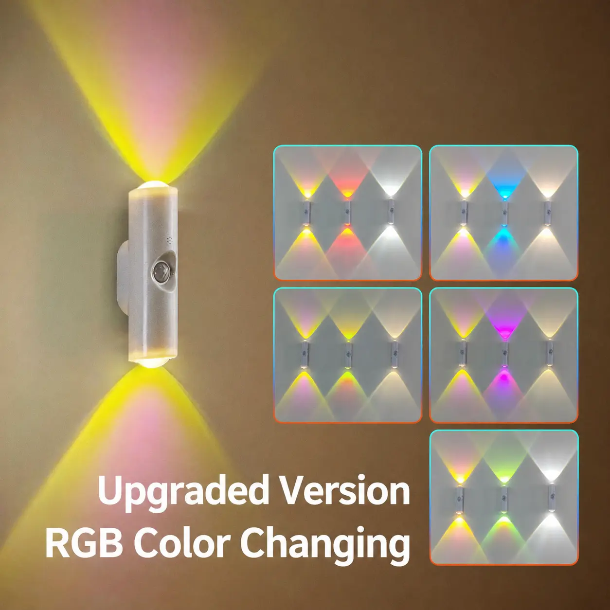 USB Rechargeable Smart LED Night Light with Motion Sensor, RGB Gradient Dimmable Wall Lamp for Indoor Ambient Lighting, Magnetic Step Lamp for Bedroom, Entryway, Hallway, Desk or Stairs – Convenient Room Decor Lampu with Easy Charging 3PCS