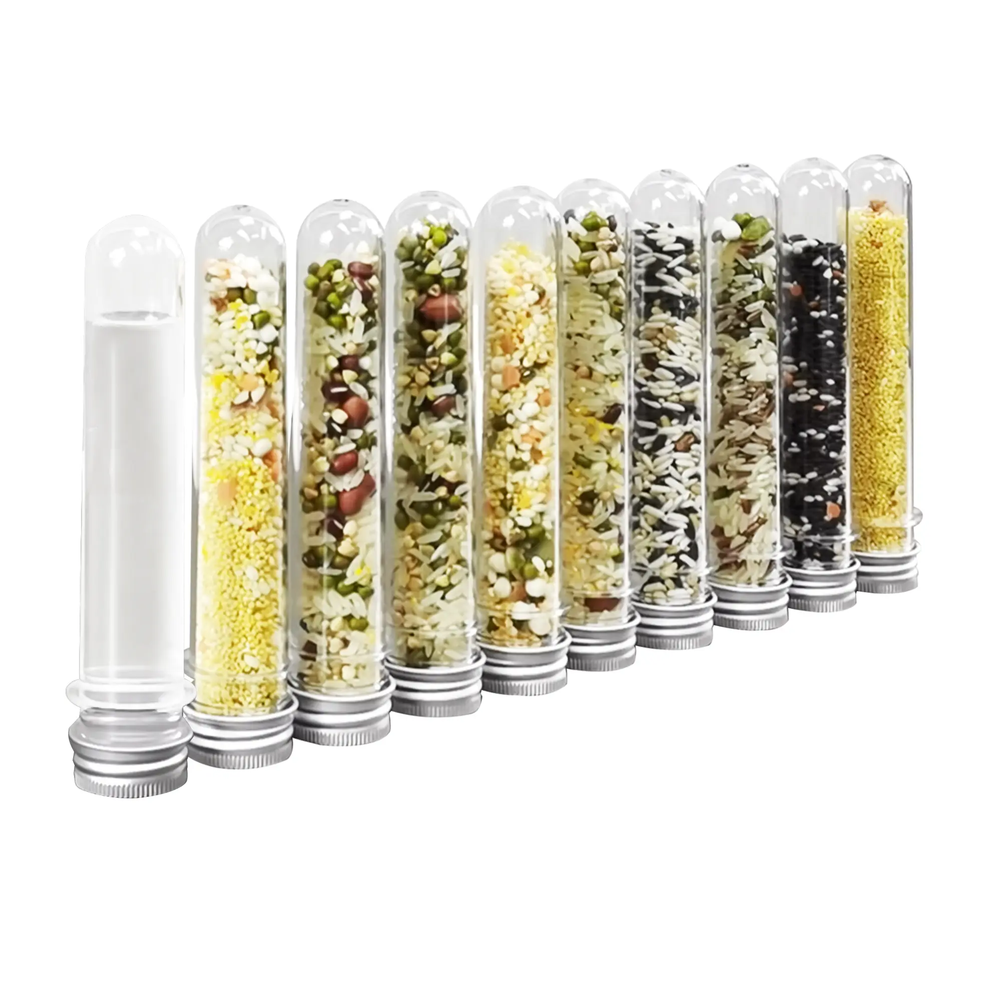 10 PCS 50ml (1.8 Oz) Clear Plastic Round-bottom Test Tubes with Screw Caps  Bath Salt Candy Storage, Sample Vial, Water Tight Seal 0.97 X 6.3" Hand Wash Pill Medicine Carrying Case 15895-10PK-50ML-NF