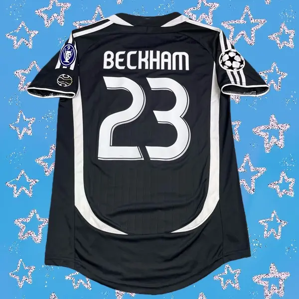 0607 Away Black Short Sleeve No. 23 Beckham Retro Sports Soccer Jersey
