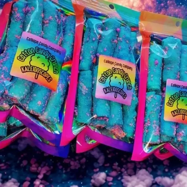 Cotton Candy Crunch Edition Kaleidoscopes-Blue Raspberry Fruit Rollups with Cotton Candy Crunch Varieties