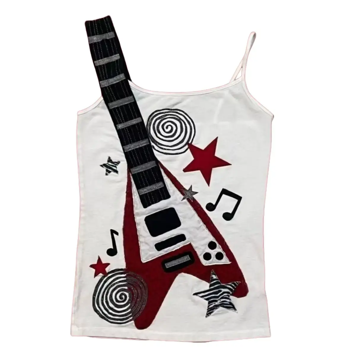 Women's Y2K Aesthetics Fitted Cami Tee - Indie Coquette, Alternative Grunge Punk Tank Top, Twee Streetwear Top