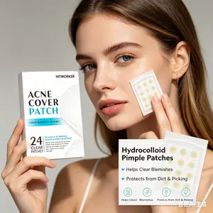 Hitworker Acne Cover Patches, 24 Count Invisible Pimple Patches for Face, Hydrocolloid Spot Cover Stickers, Effective Acne Treatment