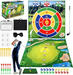 Natubeau Golf Chipping Game with Golf Hitting Mat and Club, 70"x70" Double Sided Golf Practice Mat & Dart Board Mat, Golf Games for Adults Outdoor Indoor, Golf Training Mat Kit Kids Family Yard Game funny golf