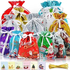 30PCS Gift Bags Set-Extra Large Large Medium Small Sizes Festive Holiday Gift Bags with 13 Unique Christmas Designs Includes 30 Cards and 30Ties Perfect for Christmas Gifts and Celeb