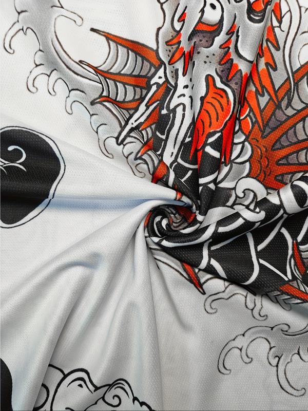 Men's Japanese Special Edition Football Jersey, Comfortable Sporty Round Neck Top, Athletic Tops, Sweat-Wicking Knit Fabric, Samurai Culture Design