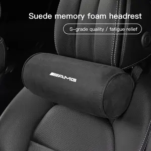 Car Neck Pillow Suede Circular Headrests Mounted Cervical Spine Protection Pillow For Mercedes Benz AMG GLE GLS CLA CLE GLC CLS GLA W223 W213 W206 W464 W247 W167 W166 W222 W205 W204 W177 W246 W212 W221 W463