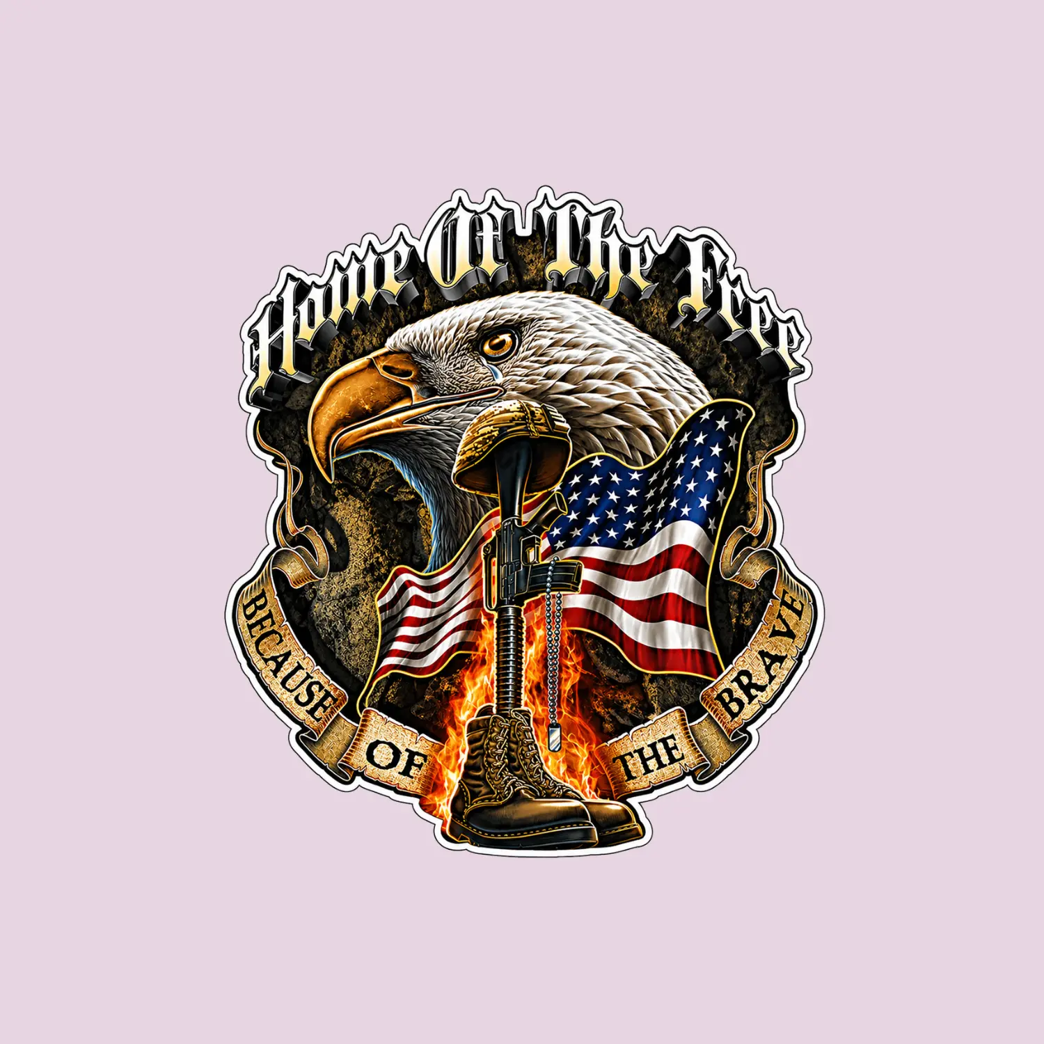 Home of the Free Sticker, Patriotic Eagle Military Memorial Decal, American Flag Veteran Tribute Sticker, USA Army Navy Marines Gift, Waterproof Vinyl Sticker