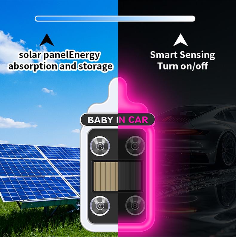 Car Baby Bottle Light Solar LED Decorative Warning Light, Triangle Window & Rear Window Interior Ambient Light, Baby On Board