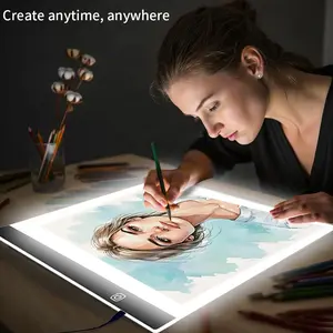 LED Drawing Board [A3/A4-Size] for diamong painting copy board , High transparency 3-level dimmable Portable Diamond Painting Light Board, Lightbox suitable for copy, Paper Cuttings lightpad,  anime painting office workstations. not rechargeable。