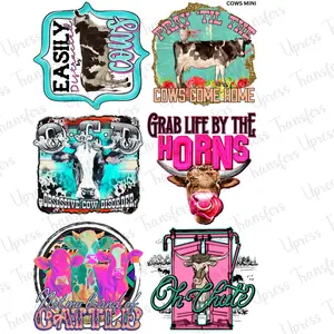 Cows Mini DTF Transfer Gang Sheet 24.5" x 36" Direct To Film for DIY Enthusiasts Vibrant Custom Options Cozy Handmade Aesthetic Festive Design
