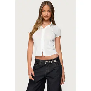 Geena Semi Sheer Button Up Shirt