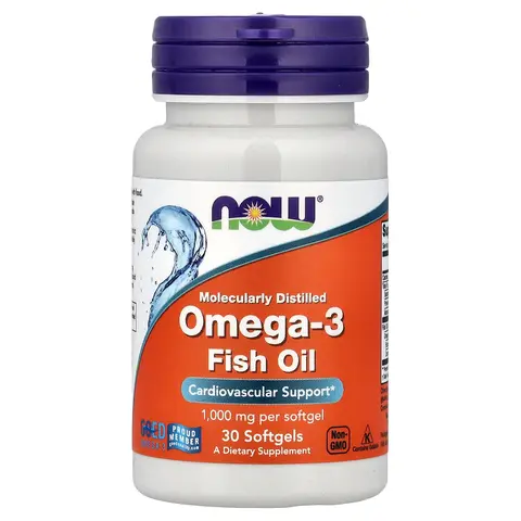 NOW Foods Omega-3 Fish Oil, 30 Softgels (1 g per Softgel)