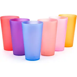 32-ounce Plastic Tumblers/Large Drinking Glasses/Party Cups/Iced Tea Glasses Set of 6, 6 Assorted Colors |   Unbreakable, Dishwasher Safe, BPA Free