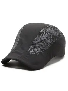 Men's Dragon Pattern Cap, Casual Outdoor Sports Hat for Men, Fashion Accessories for Daily Wear, Baseball Caps, Polyester Cap