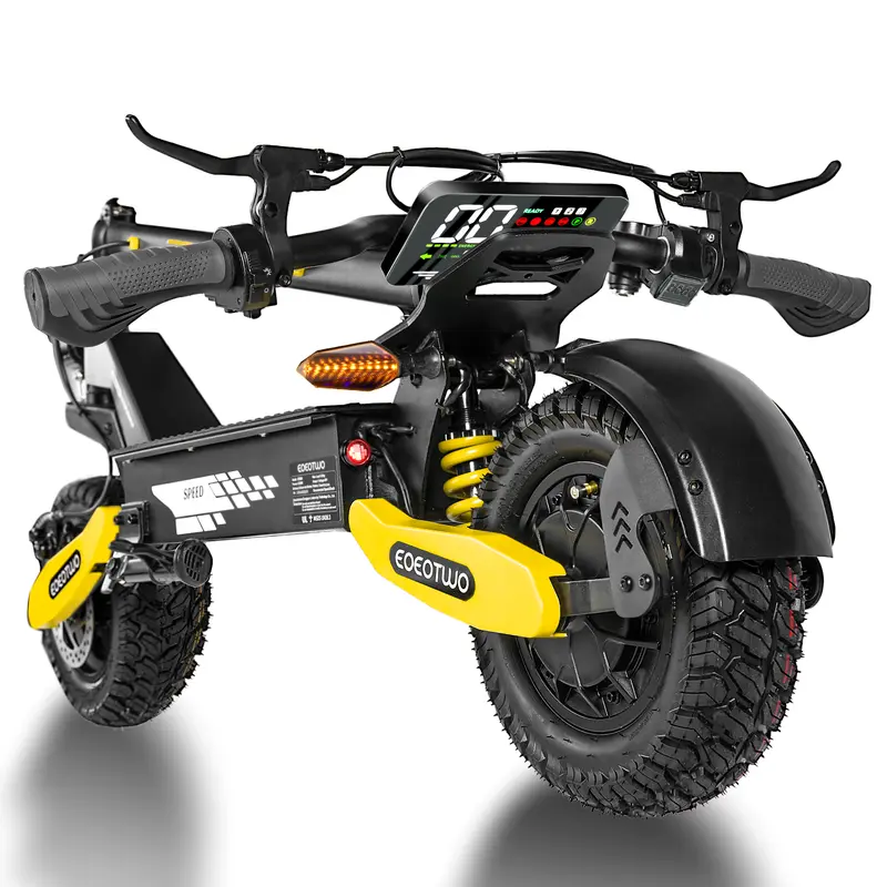 EOEOTWO Electric Scooter - 1200W High Speed Commuting Scooter, Foldable Aluminum-Frame Design, 11-inch Off-Road Tires, Dual-Disc Brakes, Dual Shock Absorbers, 28 mph, 40-mile Range, Unisex Adult