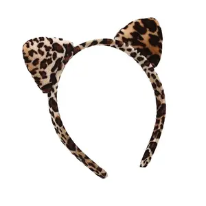 1pc Leopard Cat Ear Headband, Korean Style High Crown Hair Hoop for Women, Cute Fashion Hair Accessory for Daily Party Vacation