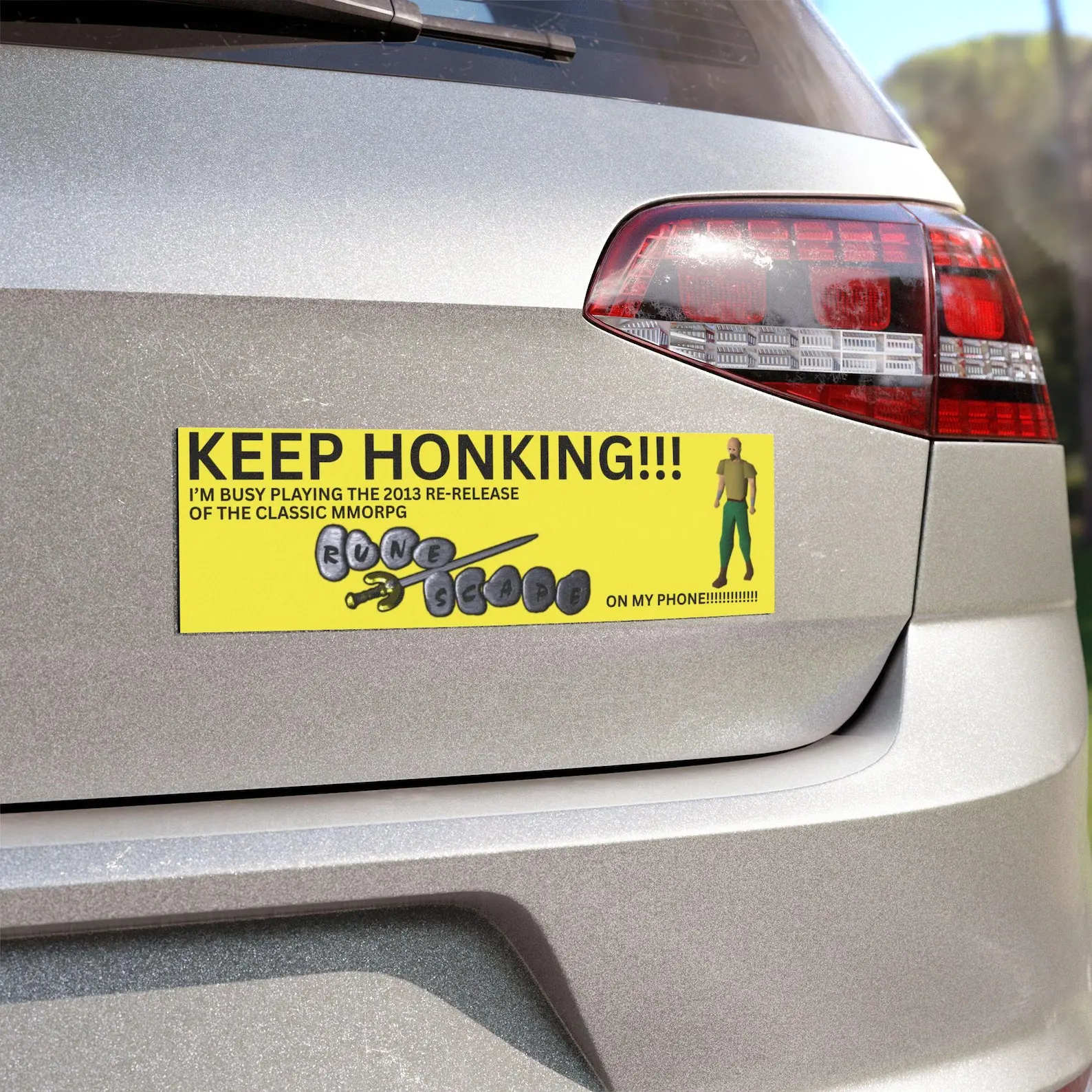 Funny RuneScape Car Bumper, Keep Honking Im Busy Gaming, OSRS Meme Bumper Gift for Gamers, for Osrs, Runescape player Funny Auto Accessory