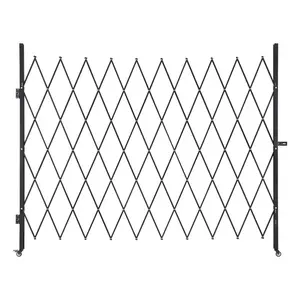 VEVOR Single Folding Security Gate, Lockable Scissor Gate with 360 Swivel Casters, Outdoor Barricade Steel Retractable Gates, for Entry Security, Garage, Warehouse Pool, 94.49x 86.81 in (Wx H)