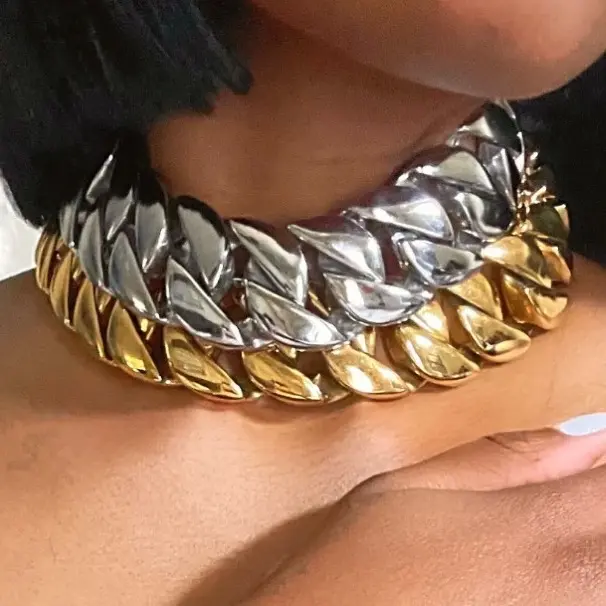 Thick chunky chain necklace in 2 colors silver and gold
