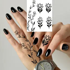 Lotus Leaf Temporary Tattoos for Women & Men, Waterproof Long-Lasting Realistic Designs, Versatile Body Art for All Occasions, Henna Tattoo Sticker