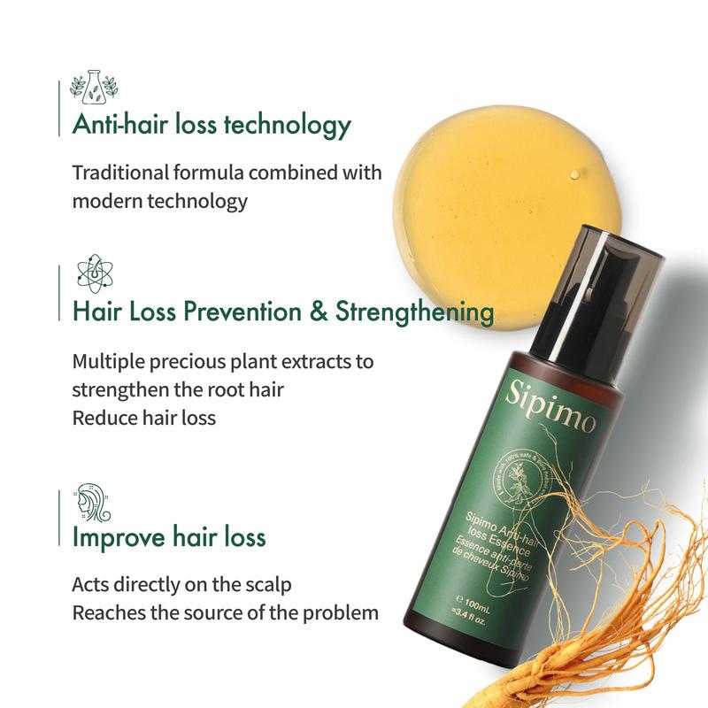 Sipimo Anti  Loss Essence Oil Promotes Healthy  Growth And Restores Dry And Damaged Care, Haircare Comfort Scalp Stimulator  Growth Oil Blend With Ginseng And Polygonum Multiflorum For Nourishing And Hydrating All Types Repair Spray