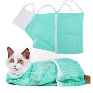 2-piece set of cat bathing/grooming bags, anti-bite and anti-scratch, used for bathing, nail trimming, medication administration, injections, adjustable multi-functional breathable restraint shower bags (green, gray, pink) bath