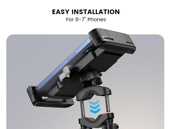 Lamicall Bike Motorcycle Phone Mount - [1s Quick Lock] Bike Cell Phone Holder Clip, Bicycle Scooter Handlebar Clamp, for iPhone 17 16 15 Pro Max, Galaxy S25 S24 Ultra, More 6-7" Phones,