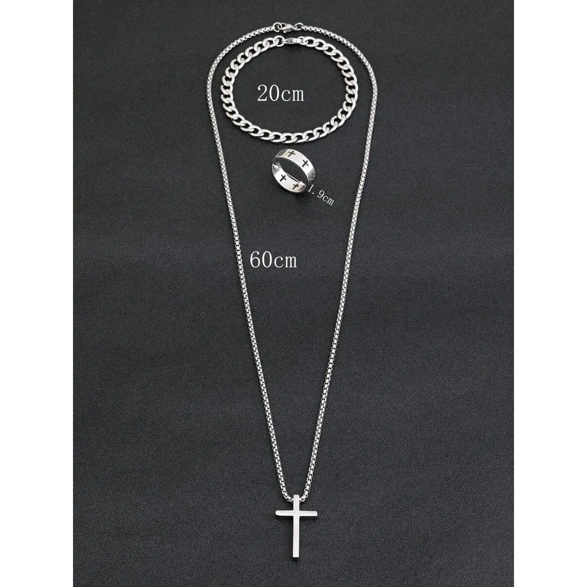 Silver hollow cross set