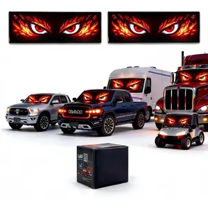 LED Eyes for Car, Truck, Semi & RV Windshield, 2PCS 24"*5" Flexible Animated RGB Panels, Programmable Devil Eyes with App & Remote Control