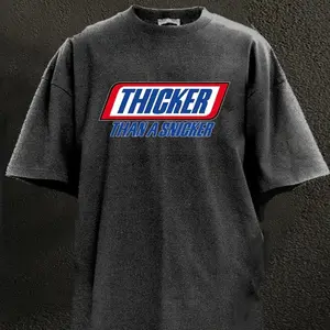 THICKER THAN A SNICKER GYM SHIRT for Him, Motivated Gym T-shirt, Fitness gift for Workout Enthusiasts, Weightlifters, Bodybuilding Shirt, Pump Cover Gym Tee for Men Women