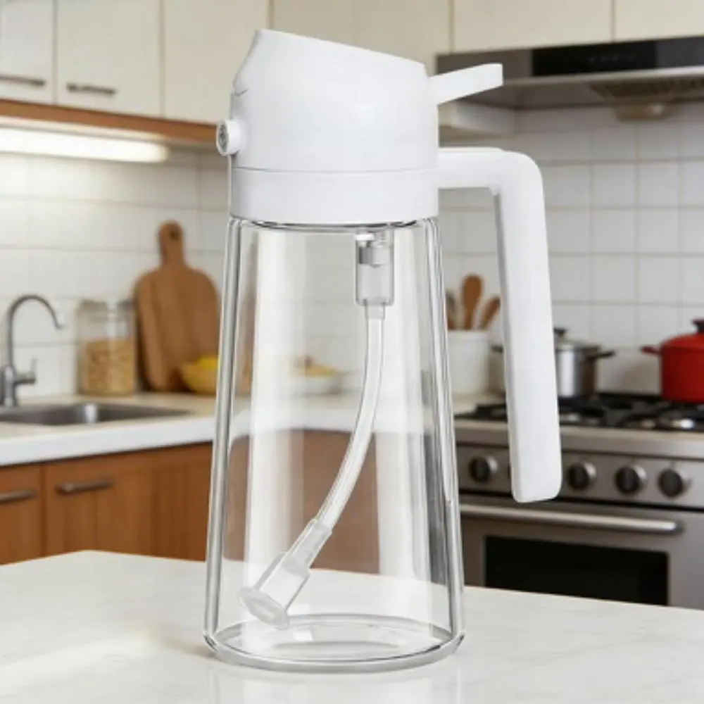2-in-1 Kitchen Oil Sprayer and Dispenser Bottle, Oil Mister for Cooking, BBQ, Baking and Roasting
