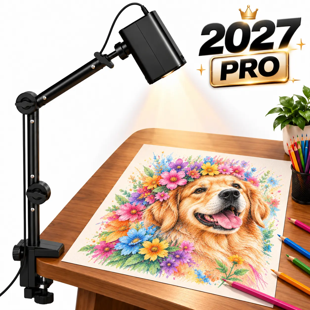 Digital Art Drawing Projector for Tracing, 2027 Pro  Wireless iPhone & Android Mirroring, No App Required, Dual-Band WiFi, Adjustable Focus for Murals, Canvas, Clothing & Crafts