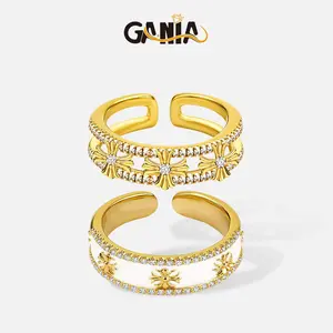 GANIA 2pcs Cross Promise Rings for Women Eternity Stackable Wedding Open Band Adjustable Finger Statement Engagement Gifts Nickel Free Lead Free  Valentine's Day gift