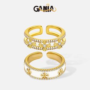 GANIA 2pcs Cross Promise Rings for Women Eternity Stackable Wedding Open Band Adjustable Finger Statement Engagement Gifts Nickel Free Lead Free  Valentine's Day gift