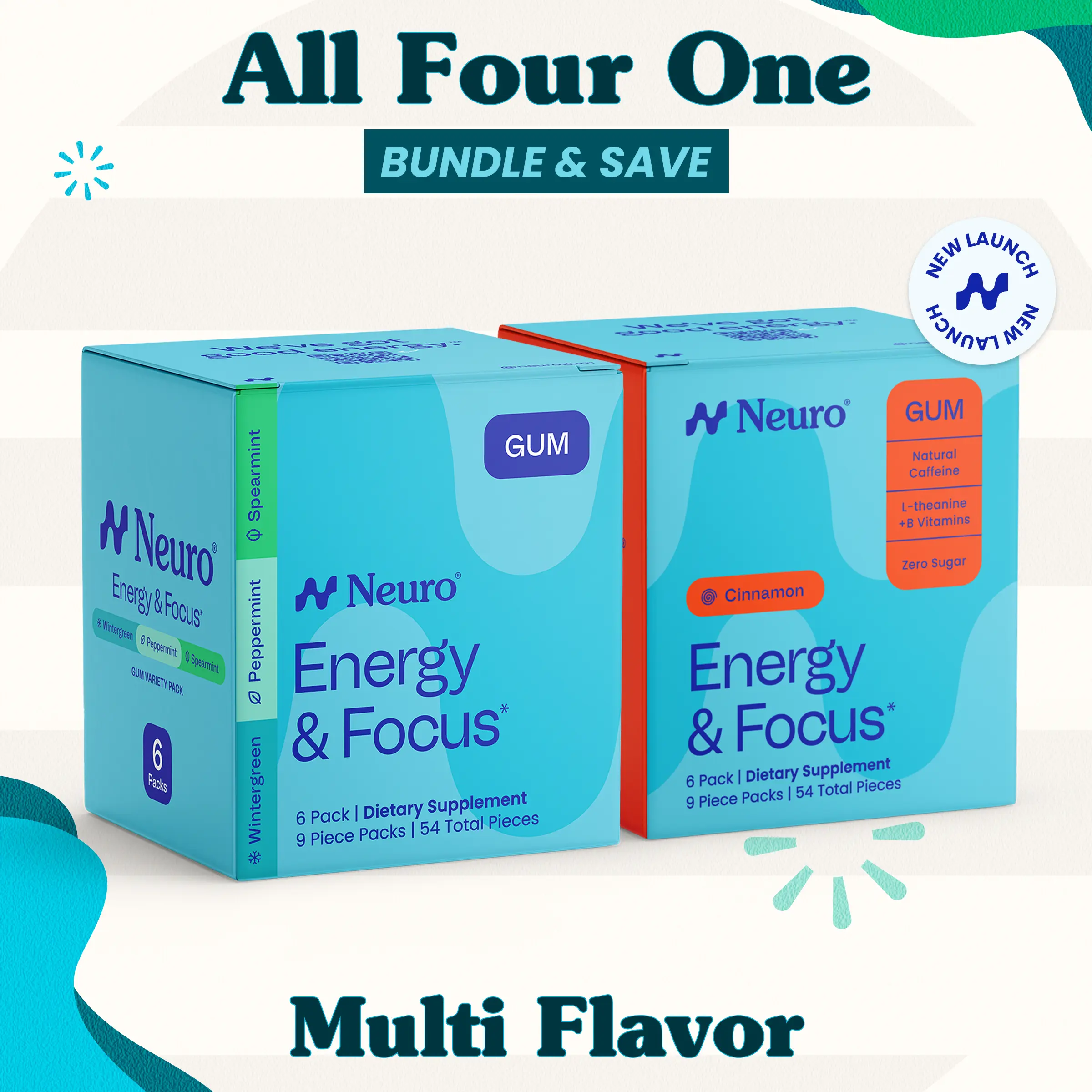 All Four One Bundle - Energy & Focus Caffeine Gum - Multi Flavor (108 Pieces) All Four One Bundle - Energy & Focus Caffeine Gum - Multi Flavor (108 Pieces)