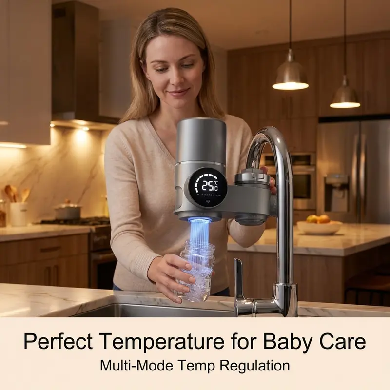 Faucet-Mounted Water Filter Cartridge - 264 Gal Capacity, Dual-Head Switch, Temperature & Humidity Display, Reduces Lead, Chlorine & Heavy Metal Contamination