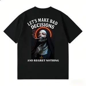 LET'S MAKE BAD DECISIONS AND REGRET NOTHING Smoking Nun Print Men's T-shirt